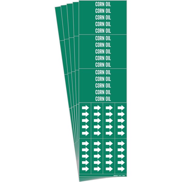 Brady CORN OIL Pipe Marker Arrows Style 3C Arrows White on Green 3 per Card, 5PK 106098-PK